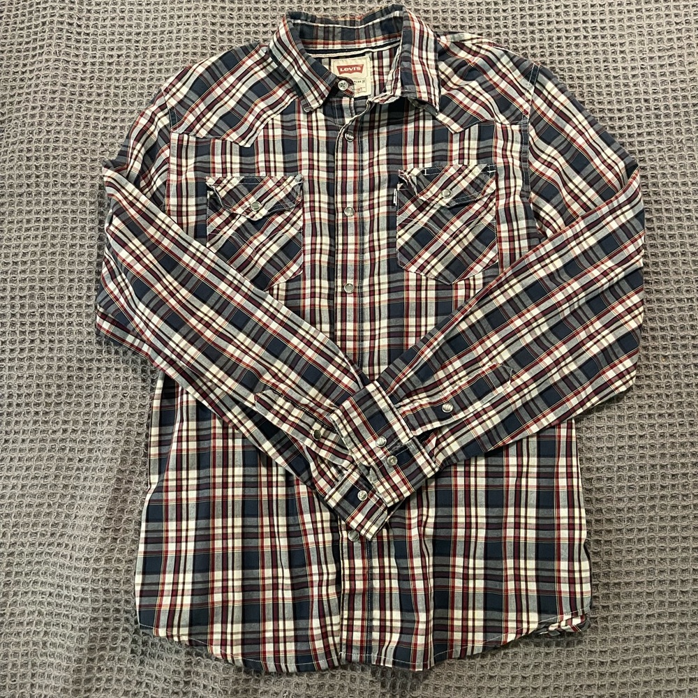 Plaid Western Levi’s Long Sleeve Shirt, Small